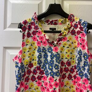 Talbots Dress Women's‎ 14 White Multi Eyelet Floral Shift Sleeveless Mini Cutout